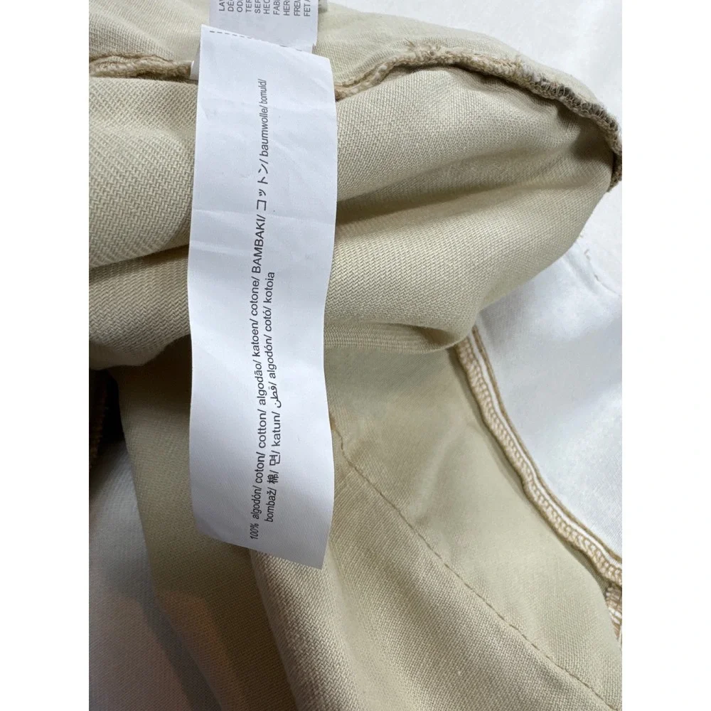 Bershka Colorblock Cargo Pants Mens Small Beige White Patchwork Utility Trousers